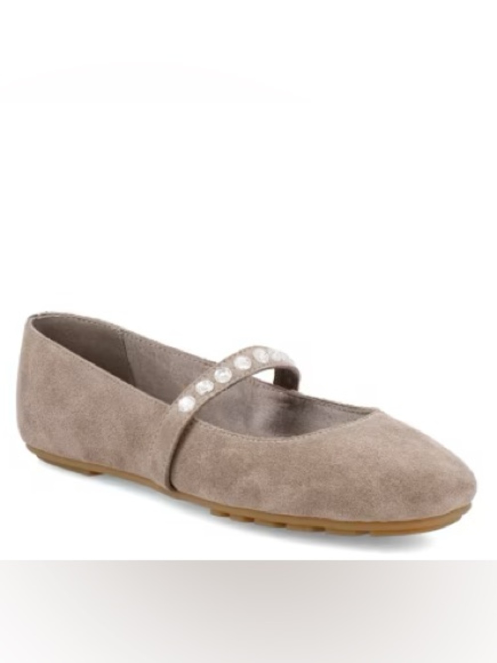 MIA Taupe Crystal-Trim Mary Jane Flats